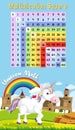 Multiplication square with unicorn theme background Royalty Free Stock Photo