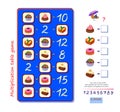 Multiplication table math logic puzzle game. How much are the sweets? Solve examples and write the numbers. Find solution for all