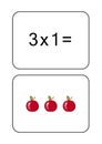 Multiplication table of 3. Maths card with an example, drawing. Multiplication Square, vector illustration. Printed Royalty Free Stock Photo