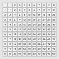 Multiplication table, multiplication square. educational materials for children. black and white vector illustration for printing Royalty Free Stock Photo