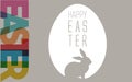 Multiply Easter font with minimal egg and rabbit in gray background.Vector illustration. EPS 10