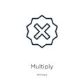 Multiply icon. Thin linear multiply outline icon isolated on white background from arrows collection. Line vector sign, symbol for