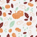 A funny autumn with Pumpkins, Leaves and hedgehogs