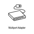 Multiport adapter icon. Element of computer part for mobile concept and web apps. Thin line icon for website design and developme