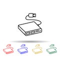 Multiport adapter multi color style icon. Simple thin line, outline vector of computer parts icons for ui and ux, website or Royalty Free Stock Photo