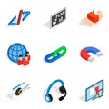 Multipurpose device icons set, isometric style