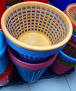 Multipurpose round plastic baskets fruit and vegtable,empty colorful kitcken design