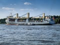 Ship leaving the Port of Hamburg Royalty Free Stock Photo