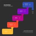 Multipurpose 5 Steps Template Infographic with Arrows on Dark Background Royalty Free Stock Photo
