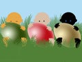 Multiracial babies with easter eggs