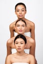 Three Girls With Different Skin Types Posing Over White Background Royalty Free Stock Photo