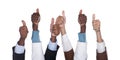 Multiracial business hands