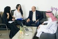 Multiracial Business Meeting in office, Arabian business people meeting with Foreigners in office