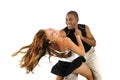 Multiracial couple dancing isolated Royalty Free Stock Photo