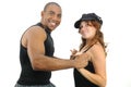 Multiracial couple dancing isolated Royalty Free Stock Photo