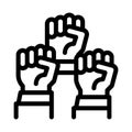 Multiracial fists icon vector outline illustration