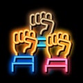 multiracial fists neon glow icon illustration