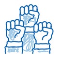 multiracial fists doodle icon hand drawn illustration