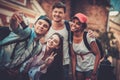 Multiracial friends tourists in an old city