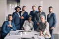 Multiracial group of business team consisting of men only with Executive indoor Royalty Free Stock Photo