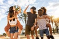 Multiracial group of friends having fun together on summer vacation Royalty Free Stock Photo