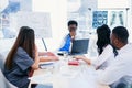 Multiracial group of professional medical doctors have a meeting at conference room in hospital. The team of young Royalty Free Stock Photo