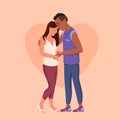 Multiracial happy pregnant mother and father, expecting husband wife hug and proud Royalty Free Stock Photo