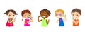 Multiracial kids brushing their Teeth