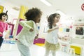 Multiracial liitle girls at playroom Royalty Free Stock Photo
