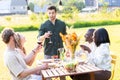 Multiracial Millennial Friends Raise Glasses in Toast Royalty Free Stock Photo