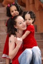 Multiracial mother and children