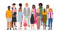 Multiracial people group flat vector illustration. Multicultural young adults together cartoon characters. Community, society.