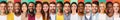 Multiracial People Portraits With Smiling Faces In A Row, Collage
