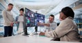 Multiracial Team Predicting Performance Using Analytic Dashboard Royalty Free Stock Photo
