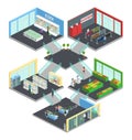 Multistore Supermarket Isometric Composition