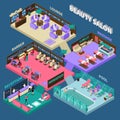 Multistory Beauty Salon Isometric Illustration