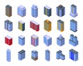 Multistory building icons set isometric vector. Interior architecture Royalty Free Stock Photo