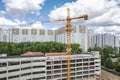 Multistory garage under construction in residential district of city. aerial photo Royalty Free Stock Photo