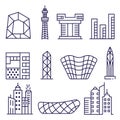 Modern City Buildings and Constructions Icons