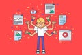 Multitask web developer, seo smm marketing geek Royalty Free Stock Photo