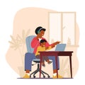 Multitasking Black Mom Character Juggling Business Tasks On Her Laptop While Lovingly Holding Her Child Royalty Free Stock Photo