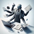 Multitasking business man busy executive Royalty Free Stock Photo