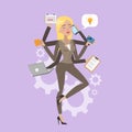 Multitasking business woman. Royalty Free Stock Photo