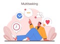 Multitasking concept. Flat vector illustration