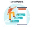 Multitasking. Effective and competent male office worker managing