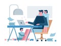 Multitasking Father Working From Home with kids. Royalty Free Stock Photo