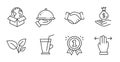 Multitasking gesture, Leaves and Delivery service icons set. Income money, Coffee cup and Reward signs. Vector