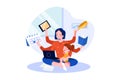 Multitasking Illustration concept. Can use for web banner, infographics, hero images. Flat illustration isolated on white backgrou Royalty Free Stock Photo