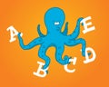 Multitasking octopus holding different letters Royalty Free Stock Photo