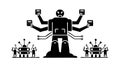 Multitasking Robot. Advanced AI and Automation Technology. vector design Generative AI Royalty Free Stock Photo